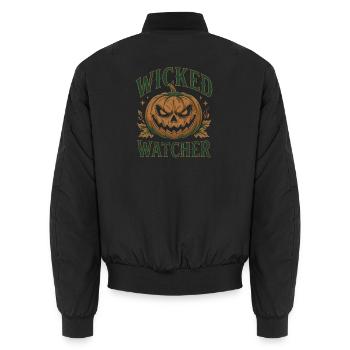 Wicked Watcher Pumpkin Design - Unisex Bomberjacke - Schwarz - Hinten - AI Model Male 185 light (185cm)