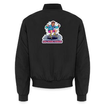 Retro 90er Skater Boy Cartoon-Streetwear-Kunst - Unisex Bomberjacke - Schwarz - Hinten - AI Model Male 185 light (185cm)