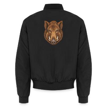 Eurofischer Wildschweinkopf - Unisex Bomberjacke - Schwarz - Hinten - AI Model Male 185 light (185cm)