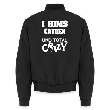 Cayden als Crazy - Unisex Bomberjacke - Schwarz - Hinten - AI Model Male 185 light (185cm)