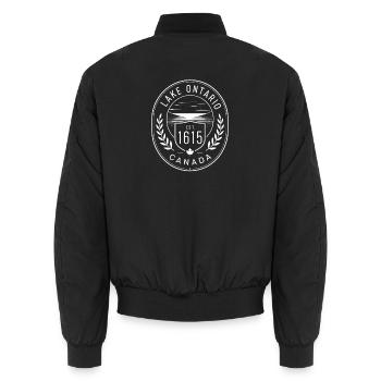 Ontariosee Kanada EST 1615 Kanadischer Stolz - Unisex Bomberjacke - Schwarz - Hinten - AI Model Male 185 light (185cm)