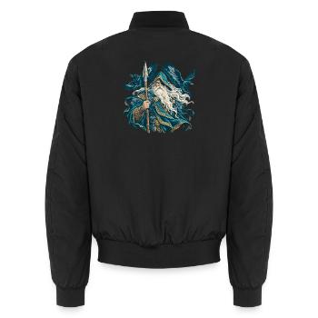 Odin Allvater Wikinger Nordische Mythologie - Unisex Bomberjacke - Schwarz - Hinten - AI Model Male 185 light (185cm)