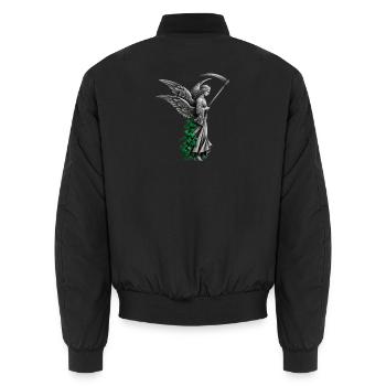 Engel Statue mit Sense und Efeu - Unisex Bomberjacke - Schwarz - Hinten - AI Model Male 185 light (185cm)