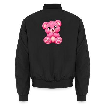Kawaii Pinker Teddybär - Unisex Bomberjacke - Schwarz - Hinten - AI Model Male 185 light (185cm)