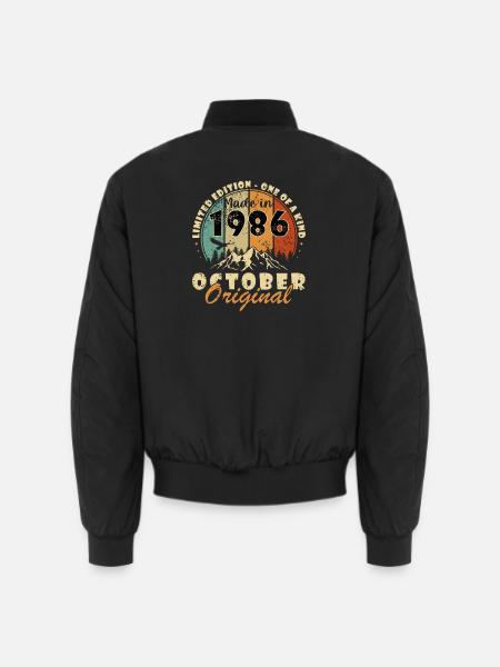 Oktober 1986 Jahrgang Vintage Geburtstag Retro - Unisex Bomberjacke - Schwarz