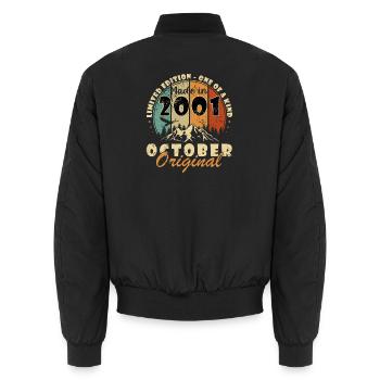 Oktober 2001 Jubiläum 2001 Oktober - Unisex Bomberjacke - Schwarz - Hinten - AI Model Male 185 light (185cm)