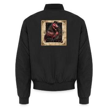 Der Karmesinrote Ausrüstungsmeister - Unisex Bomberjacke - Schwarz - Hinten - AI Model Male 185 light (185cm)