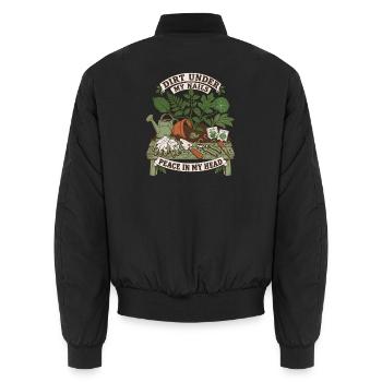 Dreck unter den Nägeln – Frieden im Kopf - Unisex Bomberjacke - Schwarz - Hinten - AI Model Male 185 light (185cm)
