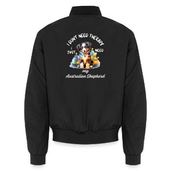 Weihnachts-Australian Shepherd-Welpe - Unisex Bomberjacke - Schwarz - Hinten - AI Model Male 185 light (185cm)