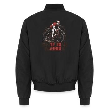 Retro Cyclist White Road Warrior Print - Unisex Bomberjacke - Schwarz - Hinten - AI Model Male 185 light (185cm)