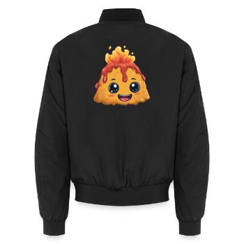 Kawaii Feuerpudding Vulkan - Unisex Bomberjacke - Schwarz - Hinten - AI Model Male 185 light (185cm)