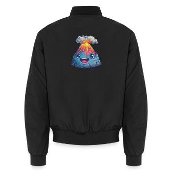 Kawaii Vulkan mit lachendem Gesicht - Unisex Bomberjacke - Schwarz - Hinten - AI Model Male 185 light (185cm)
