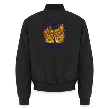 Prague Bohemia Kafkaesque Autumns Art Surrealist - Unisex Bomberjacke - Schwarz - Hinten - AI Model Male 185 light (185cm)