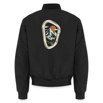 Vintage Mountain Carabiner – Klettern und Abenteuer - Unisex Bomberjacke - Schwarz - Hinten - AI Model Male 185 light (185cm)