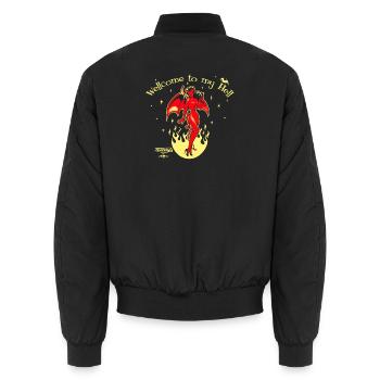 Willkommen in meiner Hölle – Devil Pin-Up - Unisex Bomberjacke - Schwarz - Hinten - AI Model Male 185 light (185cm)