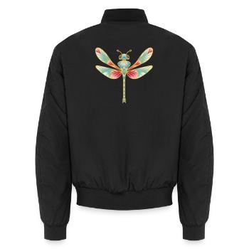 Magische Libelle im Buntglas-Stil - Unisex Bomberjacke - Schwarz - Hinten - AI Model Male 185 light (185cm)