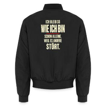 Ich bleib wie ich bin – andere stört’s - Unisex Bomberjacke - Schwarz - Hinten - AI Model Male 185 light (185cm)