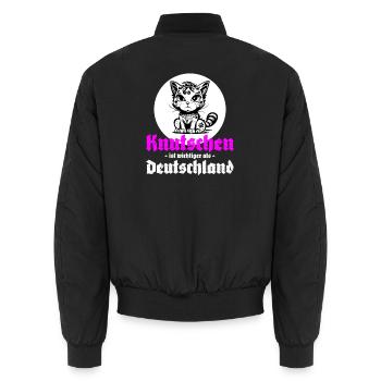 Knutschen ist wichtiger als Deutschland - Unisex Bomberjacke - Schwarz - Hinten - AI Model Male 185 light (185cm)