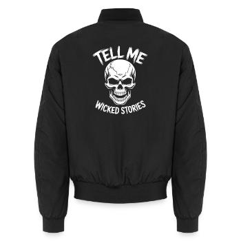 Tell Me Wicked Stories Skull - Unisex Bomberjacke - Schwarz - Hinten - AI Model Male 185 light (185cm)