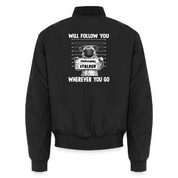 Originelles Geschenk für Mops Halter und Hunde Fan - Unisex Bomberjacke - Schwarz - Hinten - AI Model Male 185 light (185cm)