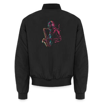 Saxophonist Steampunk - Unisex Bomberjacke - Schwarz - Hinten - AI Model Male 185 light (185cm)