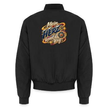 Mein Herz kennt den Weg - Unisex Bomberjacke - Schwarz - Hinten - AI Model Male 185 light (185cm)