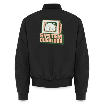 Retro Computer-Kätzchen: System Overload - Unisex Bomberjacke - Schwarz - Hinten - AI Model Male 185 light (185cm)
