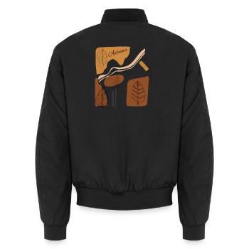 Herbstlaub-Illustration in Erdtönen - Unisex Bomberjacke - Schwarz - Hinten - AI Model Male 185 light (185cm)