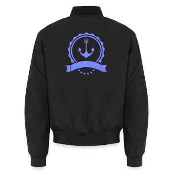 Anker abzeichen Nautik Logo - Unisex Bomberjacke - Schwarz - Hinten - AI Model Male 185 light (185cm)