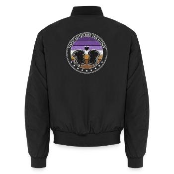 Erdnussbutter Marmelade - Spread Thick Pressed Tog - Unisex Bomberjacke - Schwarz - Hinten - AI Model Male 185 light (185cm)