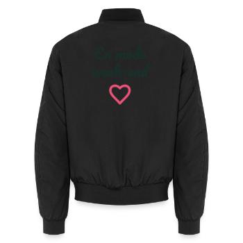 WOCHENENDE. HUMOR. LUSTIG. KOMISCH. ZITAT. HERZ - Unisex Bomberjacke - Schwarz - Hinten - AI Model Male 185 light (185cm)