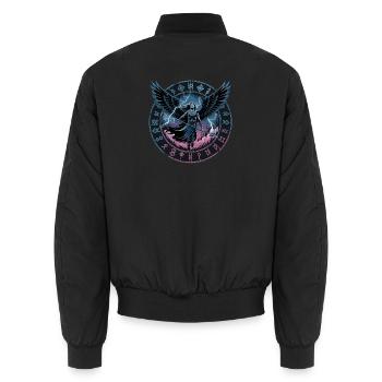 Nordische Walküre Mit Runen Und Schwarzen Flügeln - Unisex Bomberjacke - Schwarz - Hinten - AI Model Male 185 light (185cm)