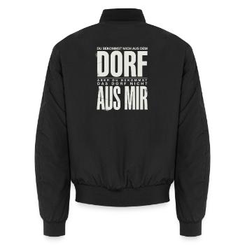 Dorf Spruch Du bekommst mich aus dem Dorf aber - Unisex Bomberjacke - Schwarz - Hinten - AI Model Male 185 light (185cm)