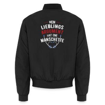 Mein Lieblings Argument hat eine Manschette - Unisex Bomberjacke - Schwarz - Hinten - AI Model Male 185 light (185cm)