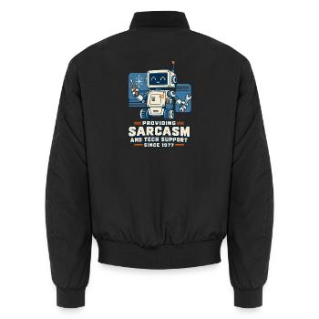 Sarkasmus seit 1977 - Unisex Bomberjacke - Schwarz - Hinten - AI Model Male 185 light (185cm)