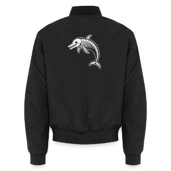 Süßes Skelett Delfin Springend Cartoon Weiß Shirt - Unisex Bomberjacke - Schwarz - Hinten - AI Model Male 185 light (185cm)