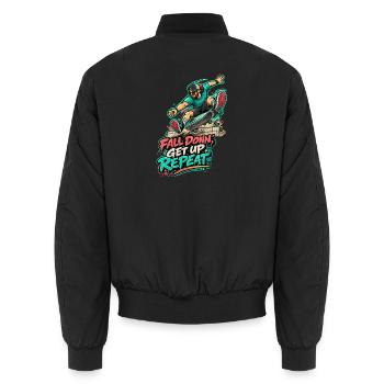Fall Down? Get Up, Repeat – Skate - Unisex Bomberjacke - Schwarz - Hinten - AI Model Male 185 light (185cm)