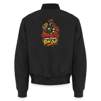 Löschheld Run In When Others Run Out - Unisex Bomberjacke - Schwarz - Hinten - AI Model Male 185 light (185cm)