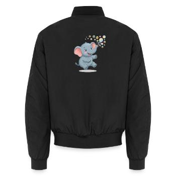 Kleiner Elefant bläst Blasen, Illustration - Unisex Bomberjacke - Schwarz - Hinten - AI Model Male 185 light (185cm)