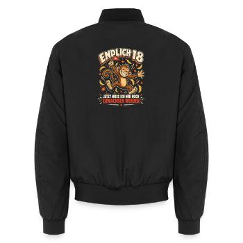 18. Geburtstag Affe Endlich 18 Erwachsen Werden - Unisex Bomberjacke - Schwarz - Hinten - AI Model Male 185 light (185cm)