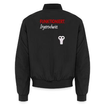 Aufziehschlüssel Funktionieren Stress - Unisex Bomberjacke - Schwarz - Hinten - AI Model Male 185 light (185cm)
