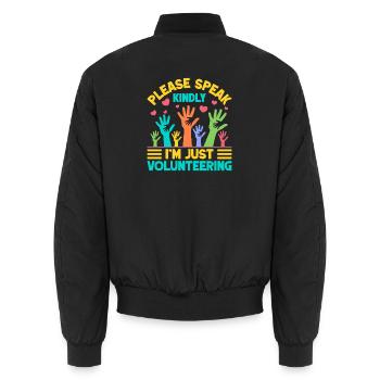 Social Worker Quote Just Volunteering Social Work - Unisex Bomberjacke - Schwarz - Hinten - AI Model Male 185 light (185cm)