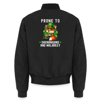 Anfällig für Streiche und Unsinn, lustiger Fuchs - Unisex Bomberjacke - Schwarz - Hinten - AI Model Male 185 light (185cm)
