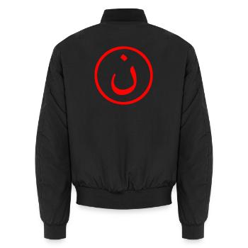 Nonne - Unisex Bomberjacke - Schwarz - Hinten - AI Model Male 185 light (185cm)