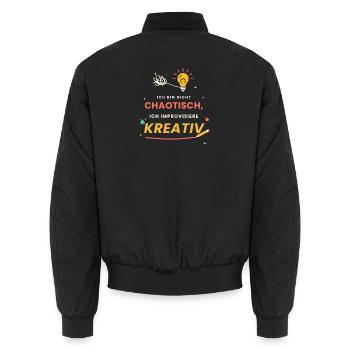 Ich Bin Nicht Chaotisch Ich Improvisiere Kreativ - Unisex Bomberjacke - Schwarz - Hinten - AI Model Male 185 light (185cm)