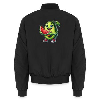 Süße Avocado Wassermelone Cartoon Sommer Früchte - Unisex Bomberjacke - Schwarz - Hinten - AI Model Male 185 light (185cm)