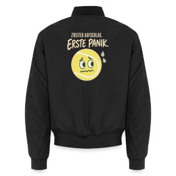 Zweiter Aufschlag Erste Panik Tennis Spruch - Unisex Bomberjacke - Schwarz - Hinten - AI Model Male 185 light (185cm)