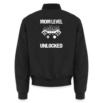 Mutter-Level freigeschaltet - Unisex Bomberjacke - Schwarz - Hinten - AI Model Male 185 light (185cm)