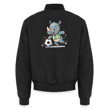 Rhino Fußballheld im Grün - Unisex Bomberjacke - Schwarz - Hinten - AI Model Male 185 light (185cm)