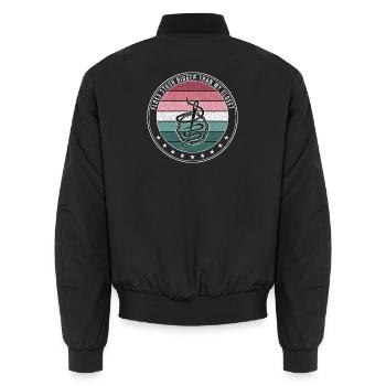Kreuzstich Stickerei - Floss Stash Bigger Than My  - Unisex Bomberjacke - Schwarz - Hinten - AI Model Male 185 light (185cm)